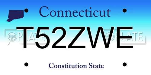 T52ZWE Connecticut License Plate