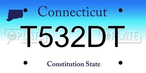 T532DT Connecticut License Plate