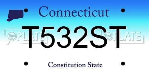 T532ST Connecticut License Plate