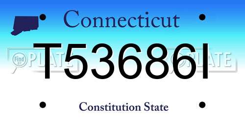 T53686I Connecticut License Plate