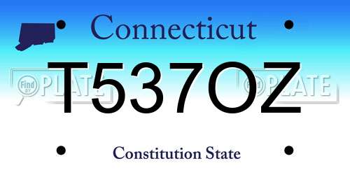 T537OZ Connecticut License Plate