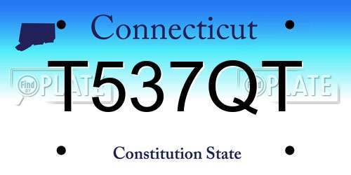 T537QT Connecticut License Plate