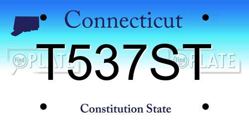 T537ST Connecticut License Plate