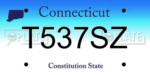 T537SZ Connecticut License Plate