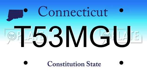T53MGU Connecticut License Plate