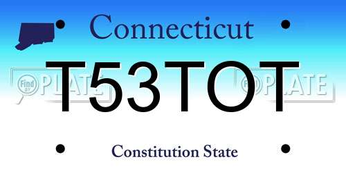 T53TOT Connecticut License Plate