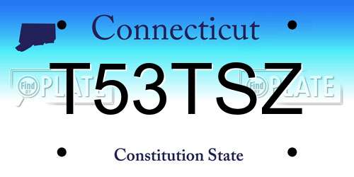 T53TSZ Connecticut License Plate