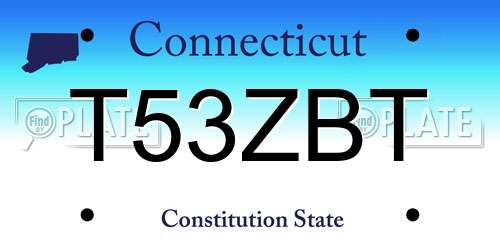 T53ZBT Connecticut License Plate