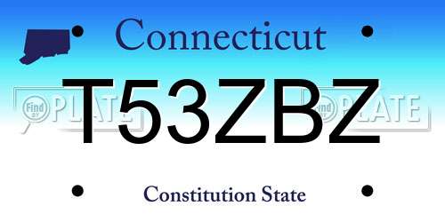 T53ZBZ Connecticut License Plate