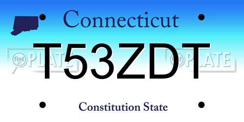 T53ZDT Connecticut License Plate