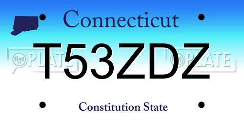 T53ZDZ Connecticut License Plate