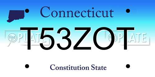 T53ZOT Connecticut License Plate