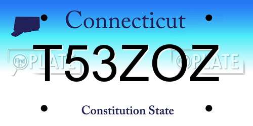 T53ZOZ Connecticut License Plate