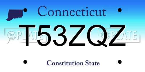 T53ZQZ Connecticut License Plate