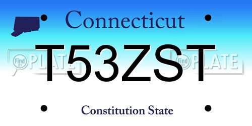 T53ZST Connecticut License Plate