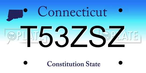 T53ZSZ Connecticut License Plate