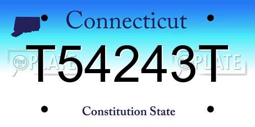 T54243T Connecticut License Plate