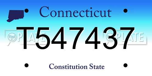 T547437 Connecticut License Plate