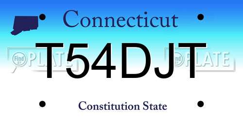 T54DJT Connecticut License Plate