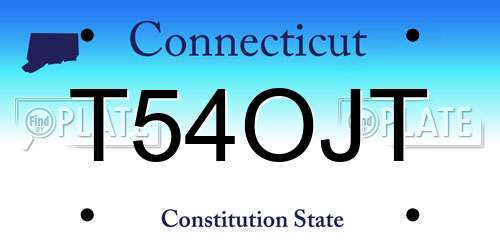 T54OJT Connecticut License Plate
