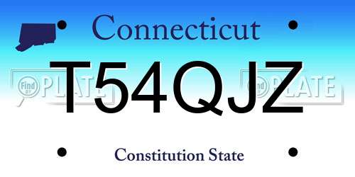T54QJZ Connecticut License Plate