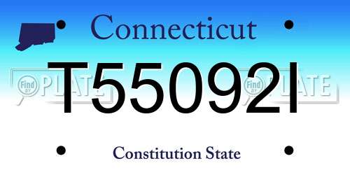 T55092I Connecticut License Plate