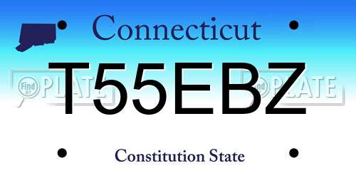 T55EBZ Connecticut License Plate