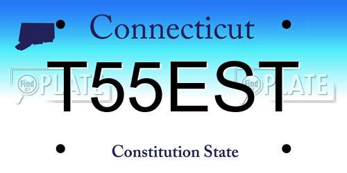 T55EST Connecticut License Plate