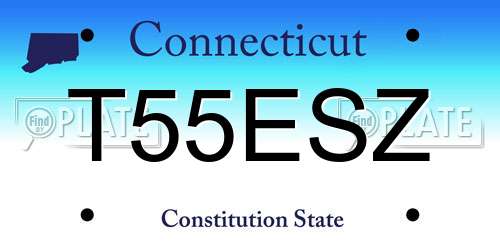 T55ESZ Connecticut License Plate