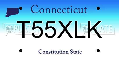 T55XLK Connecticut License Plate