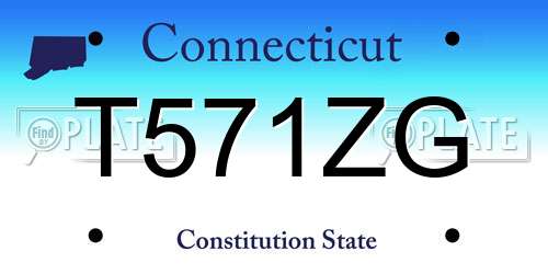 T571ZG Connecticut License Plate