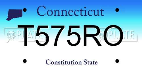 T575RO Connecticut License Plate