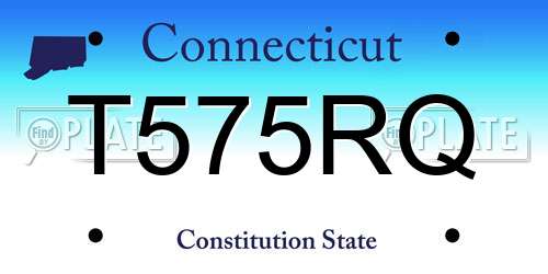 T575RQ Connecticut License Plate