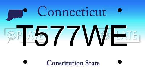 T577WE Connecticut License Plate