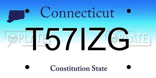 T57IZG Connecticut License Plate