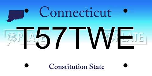 T57TWE Connecticut License Plate