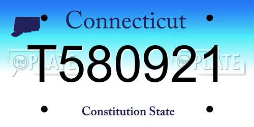 T580921 Connecticut License Plate