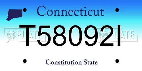 T58092I Connecticut License Plate