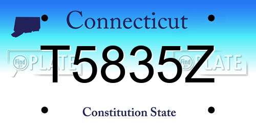 T5835Z Connecticut License Plate