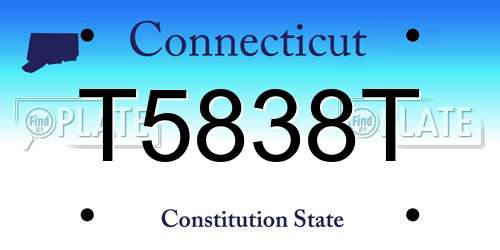 T5838T Connecticut License Plate