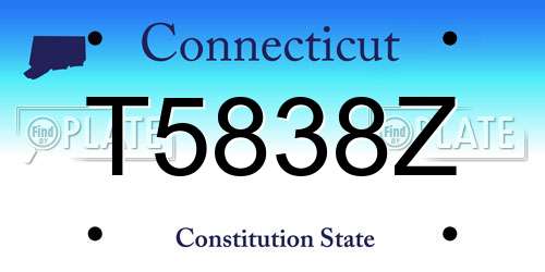 T5838Z Connecticut License Plate