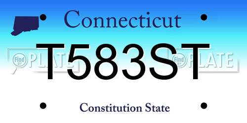 T583ST Connecticut License Plate