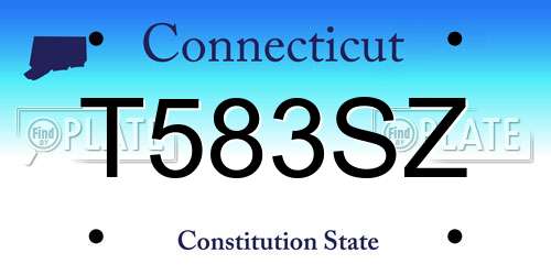 T583SZ Connecticut License Plate