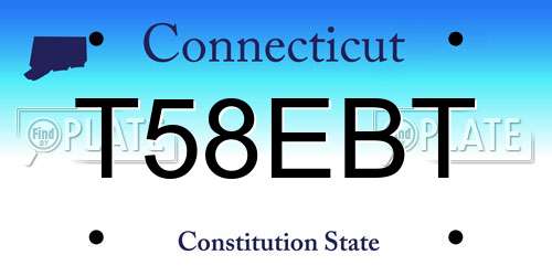 T58EBT Connecticut License Plate