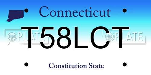 T58LCT Connecticut License Plate