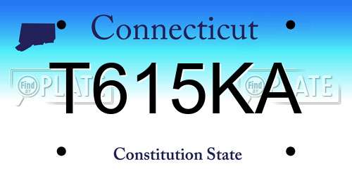 T615KA Connecticut License Plate