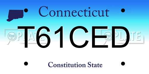 T61CED Connecticut License Plate