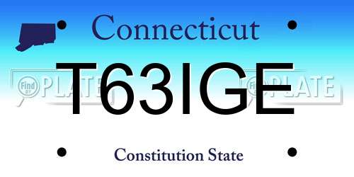 T63IGE Connecticut License Plate