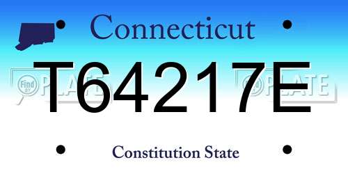 T64217E Connecticut License Plate