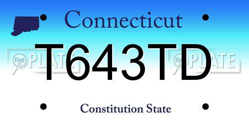 T643TD Connecticut License Plate